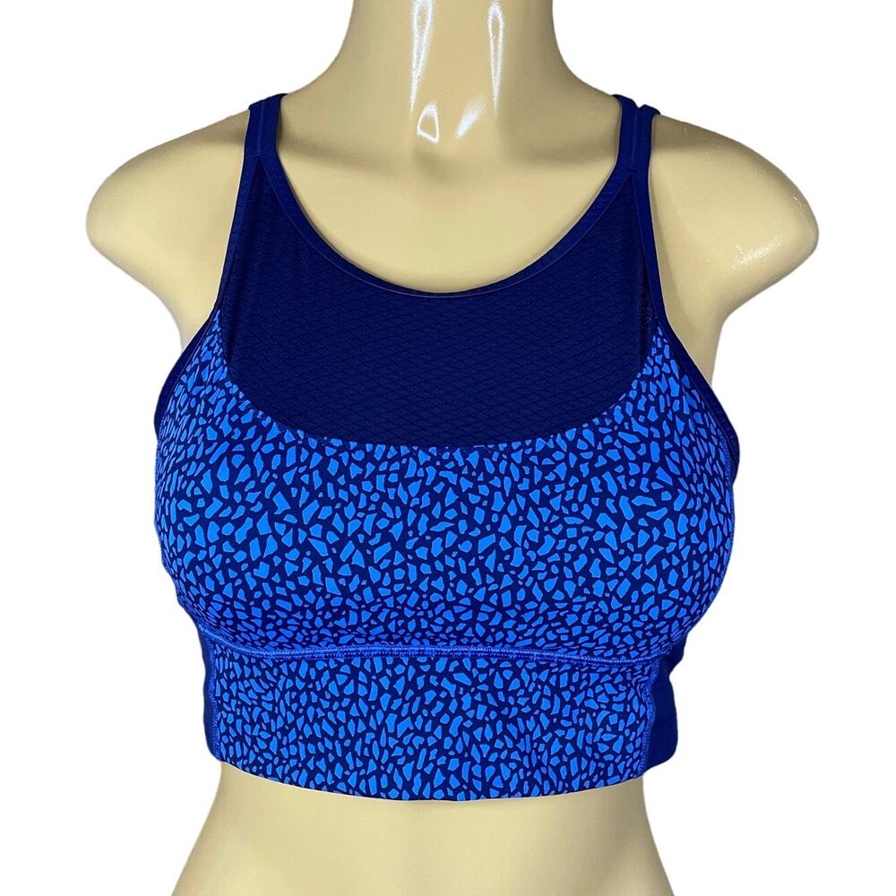 Lululemon Clip-In Long Line Sports Bra Miss Mosaic Lakeside Blue Hero Size 8